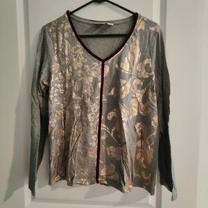 Elegant Gold and Gray Long Sleeve Top